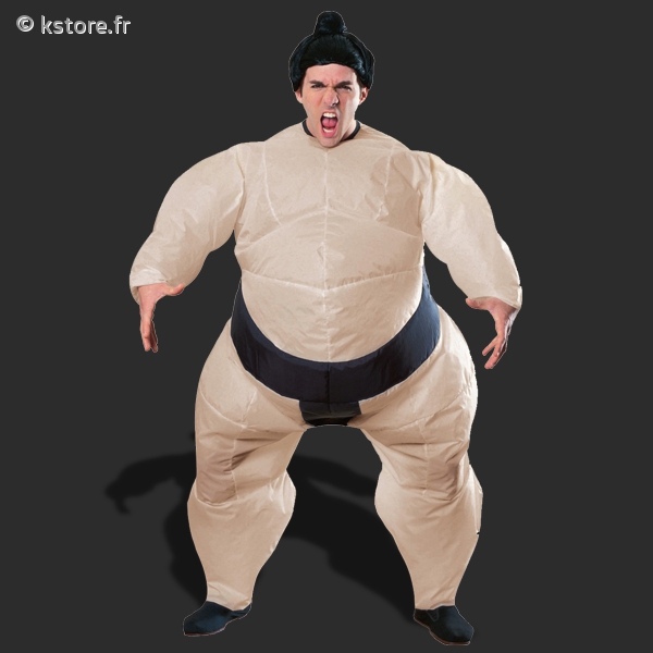 Déguisement sumo gonflable - Adulte - Beige et noir - Tissu